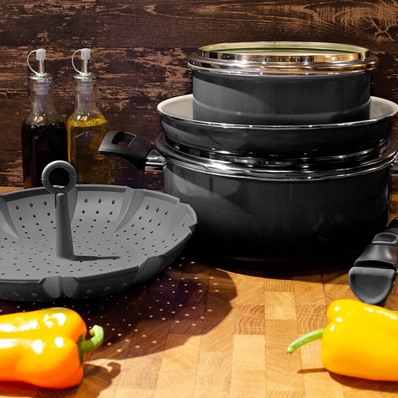 Robert Irvine 2.5qt Casserole Cookware Set, Black - Picture 3 of 3